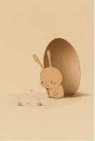 drawing of a bunny playing with a ball. . photo