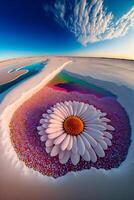 white flower sitting on top of a field of sprinkles. . photo