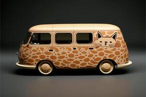 juguete camioneta con un gato cara pintado en él. generativo ai. foto
