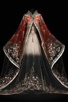 Front panorama Stunning Chinese Hanfu Wedding dress. . photo