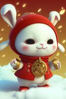 Winter season super cute rabbit. . photo