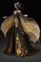 Amazing Chinese Hanfu wedding cloak. Generative Ai. photo