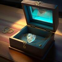 necklace in jewelry box. Generative Ai. photo