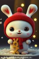 Winter season super cute rabbit. . photo