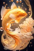 Oriental mythology golden koi. . photo