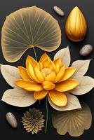Blooming golden lotus. . photo