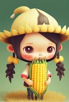 little girl handmade from corn. . photo