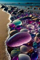 Beautiful transparent and shiny colored pebbles. . photo