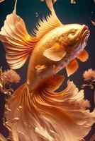 oriental mitología dorado peces koi generativo ai. foto