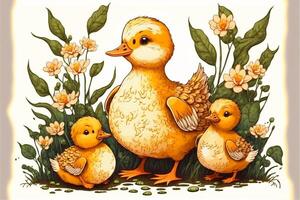 Cute chubby orange duck. . photo