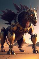 Illustration of angry robot horse. . photo