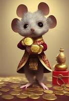 Anthropomorphic small cute and lovely little Cute mouse. . photo