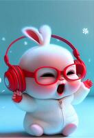 pixar stylea super cute and happy whit rabbit. . photo