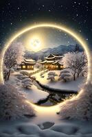 beautiful romantic snow scene. . photo