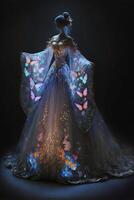 Fashion Design Spotlight shines on a Chinese Hanfu dress. . photo