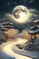 beautiful romantic snow scene. . photo