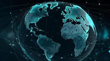 Global network connection over planet Earth. 3d rendering toned image photo