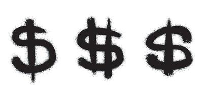 Spray painted graffiti currency in black over white. Drops of sprayed dollar icon. isolated on white background. vector illustration