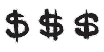 Spray painted graffiti currency in black over white. Drops of sprayed dollar icon. isolated on white background. vector illustration