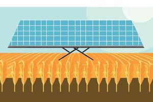 solar energy panels on a wheat field vector