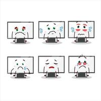 monitor dibujos animados en personaje con triste expresión vector