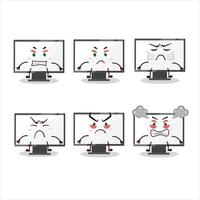 Monitor cartoon character with various angry expressions vector