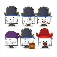 dibujos animados personaje de monitor con varios piratas emoticones vector