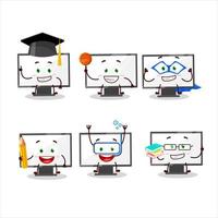 School student of monitor cartoon character with various expressions vector