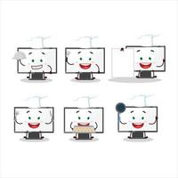 Cartoon character of monitor with various chef emoticons vector