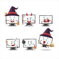 Halloween expression emoticons with cartoon character of monitor vector