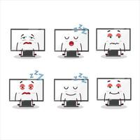 Cartoon character of monitor with sleepy expression vector