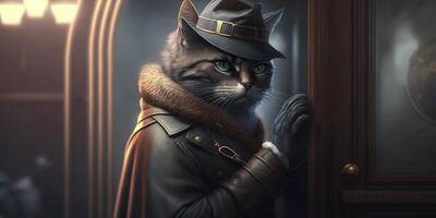 a cat in spy outfit photo