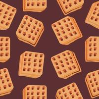 Seamless pattern of waffles with various fillings. Vector illustration of waffles, pastries for breakfast, sweet snacks.