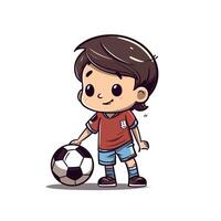 Kid Playing Soccer Vector Illustration with