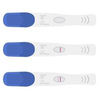 Pregnancy test on white background. Vector set illustration. Positive and negative results.