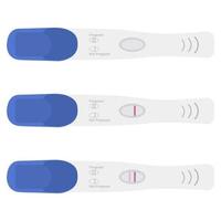 Pregnancy test on white background. Vector set illustration. Positive and negative results.