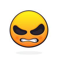 Emoticon for expressing emotion of angry and wicked, with clenched teeth. Evil emoji character vector