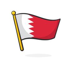 Cartoon illustration of flag of Bahrain on flagstaff vector