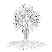 Circuit tree silhouette. Technology background design. Computer engineering hardware system. Vector