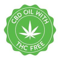 thc free badge, thc free stamp icon , thc free emblem, seal, tag, label for cbd hemp oil label design template elements with marijuana leaves vector