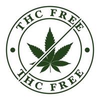 thc gratis insignia, thc gratis sello icono , thc gratis emblema, sello, etiqueta, etiqueta para cbd cáñamo petróleo etiqueta diseño modelo elementos con marijuana hojas vector