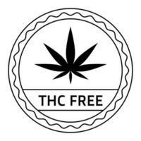 thc free badge, thc free stamp icon , thc free emblem, seal, tag, label for cbd hemp oil label design template elements with marijuana leaves vector