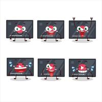 Cartoon character of video play button with smile expression vector