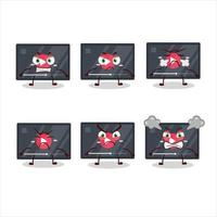 Video play button cartoon character with various angry expressions vector