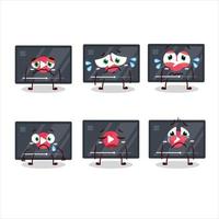Video play button cartoon character with sad expression vector