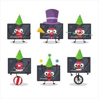 Cartoon character of video play button with various circus shows vector