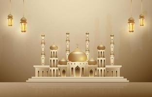 Mosque with Gold Lattern vector