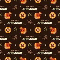 Happy Africa Day Seamless Pattern Design with Culture African Tribal Figures Decoration in Template Hand Drawn Cartoon Flat Illustration vector