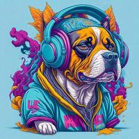 Dog with colorful abstract vector illustration, print design for wall art, t-shirts, mugs, cases, etc. photo