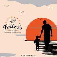 happy father's day post design with art elements and sunset effect vector file